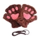 thumbnail image 1 of Guantes de garra de gato de peluche, guantes de medio para fiesta de máscaras de invierno Marrón, 1 of 8