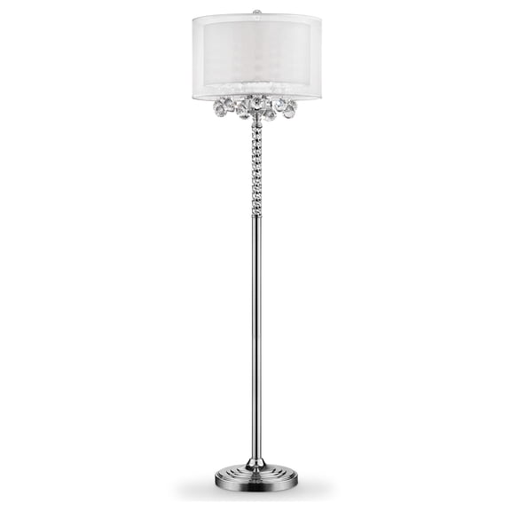 Chic Silver Floor Lamp with Crystal Accents and Silver Shade