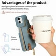 thumbnail image 2 of Compatible for iPhone 11 Zipper Wallet Case with Card Holder, Rotation Ring [Two-Way Kickstand], PU Leather Card Slots RFID Blocking Protection Shockproof Purse Case, Blue, 2 of 10