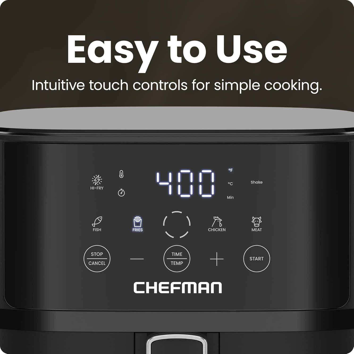 Chefman 6 Qt Compact Digital Touch Air Fryer w/ Hi-Fry & Shake Reminder - Black