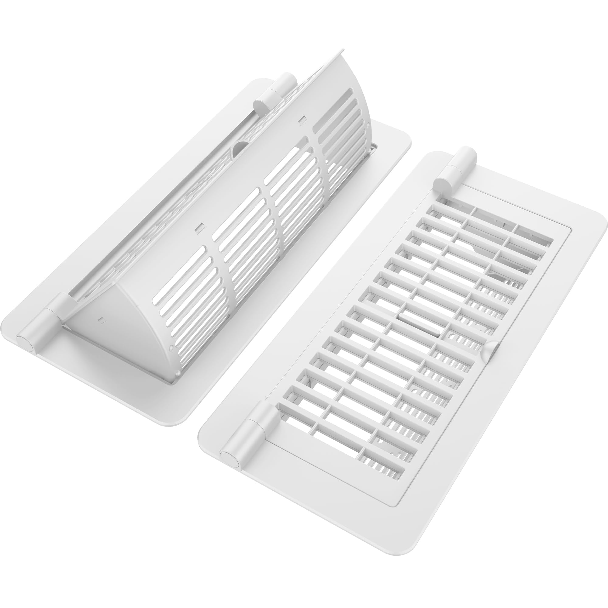 2Pack 2-in-1 Vent Deflectors & Floor Vent Covers, Adjustable Floor Register 4x10, Air Vent Deflector for Home Floor, Office, Ceiling, Tool-Free Install-White