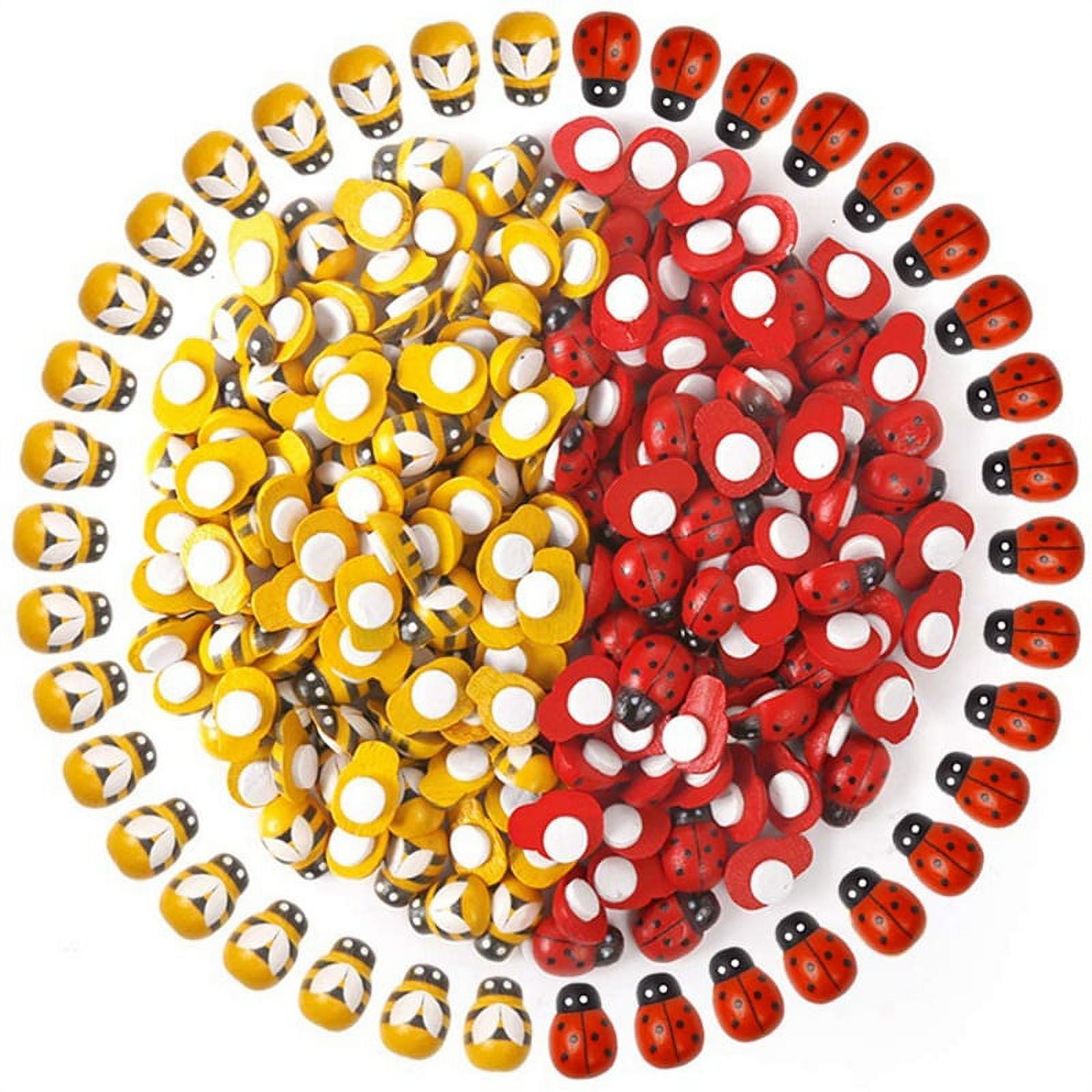 50pcs Mini Decorative Bumble Bee Charms - Yellow Resin Bees In 3 Sizes For Crafts, Hairpins & Decor