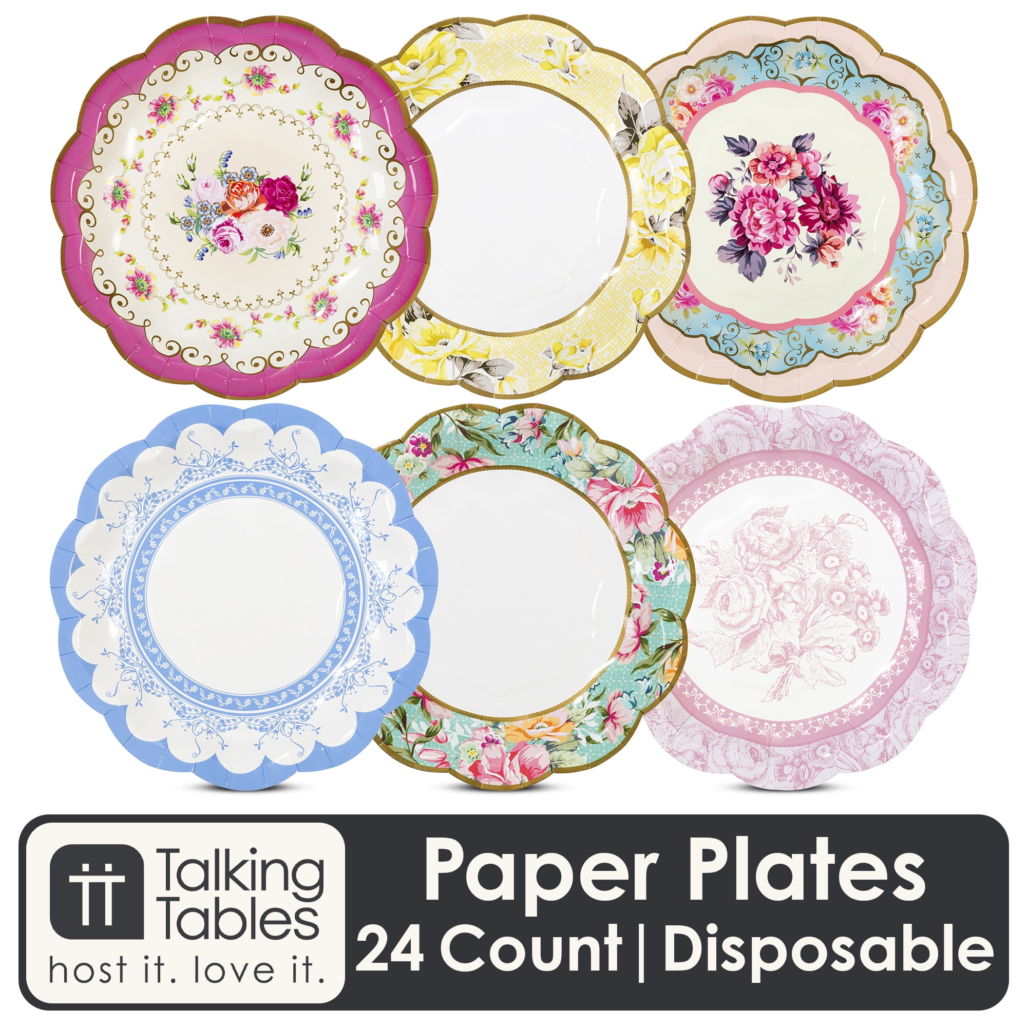 Blissful Blooms Floral Paper Plates - 7 Inch Round Disposable Plates, Pack Of 18, Garden Party