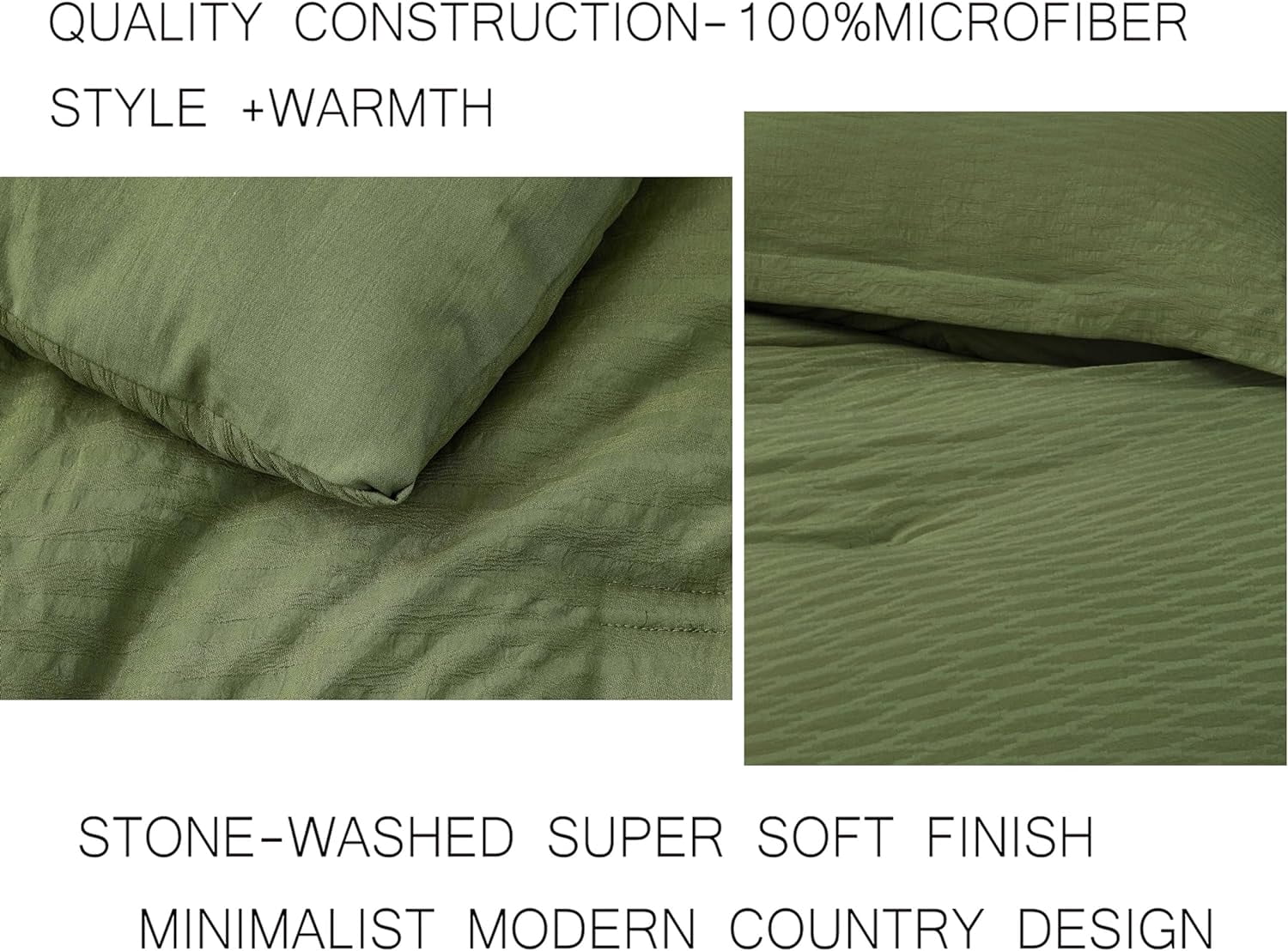 Chezmoi Collection Calvin 3-Piece Jacquard Comforter Set King Size, Olive Green Textured Woven Lightweight Comforter Bedding for All Season