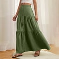 thumbnail image 7 of cocolona Womens Elastic Waist Button Maxi Skirts Fashion Solid Color Flowy Long Skirts Summer Beach Vacation A Line Skirts Army Green XL, 7 of 7