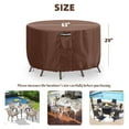 thumbnail image 3 of Round Patio Table Cover - 63" Dia Heavy Duty Waterproof Outdoor Table Protector, All-Weather Outdoor Furniture Cover, Brown, 3 of 7