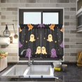 thumbnail image 4 of Yayeee Kitchen Curtains Light Filtering 27"x24" Rod Pocket Short Cafe Window Panel, Black Halloween Ghosts, 4 of 7