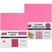 JAM Paper & Envelope Mailing Labels, Combo Set, 1 x 2 5/8 Rectangle & 1 2/3 Circular, Fuchsia Pink