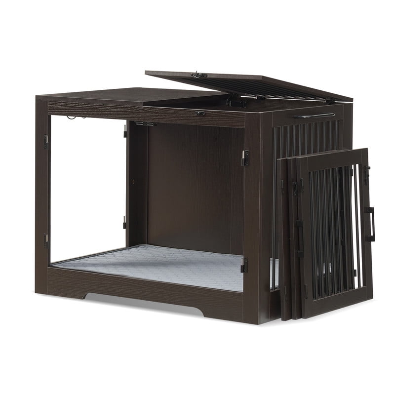 Utopia Alley 37 Inch Dog Crate Furniture for Medium Small Dog, Wooden Heavy Duty Dog Kennel with Three Doors,Wooden Cage Kennel Furniture Indoor, Espresso
