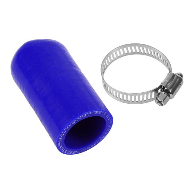 1 Set 60mm Length 28mm/1.10" ID Blue Car Silicone Rubber Hose End Cap with Clamp Silicone Reinforced Blanking Cap for Bypass Tube Universal