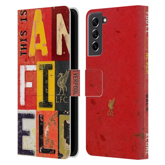 Head Case Designs Officially Licensed Liverpool Football Club Liver Bird Ynwa Vintage Plate Anfield Leather Book Wallet Case Compatible with Samsung Galaxy S21 FE 5G
