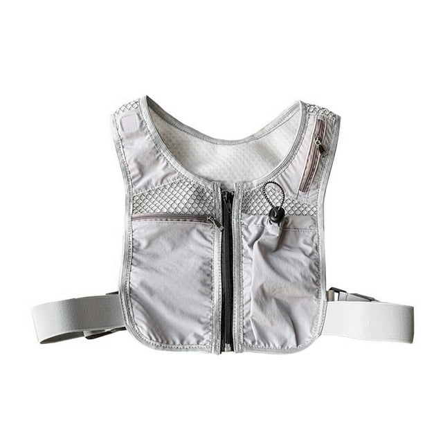 S SERENABLE Gilet de Course Sac de Poitrine Gilet de Taille Portable pour Randonnée Moto Jogging Gris