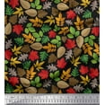 thumbnail image 1 of Soimoi Black Cotton Voile Fabric Colorful Leaves Clip Art Print Fabric by the Yard 56 Inch Wide, 1 of 3