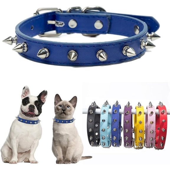 1Pack Spiked Dog Collar for Small Dogs,Mushrooms Rivet Spike Cat Collar Female Girls Soft Pu Leather Studded Spiked Puppy Collars Adjustable for XS S M Pet Collars Male Boys Kitten