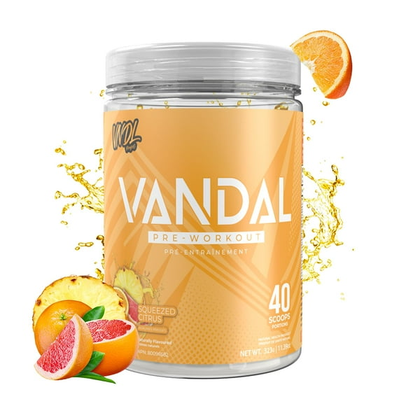 Vandal | Pre Workout Powder - Safe Nootropic Pre Workout Supplement for Men & Women | Boosts Energy, Focus, Performance & Recovery | Nitric Oxide Booster for Blood Flow | 40 Servings (Squeezed Citrus)