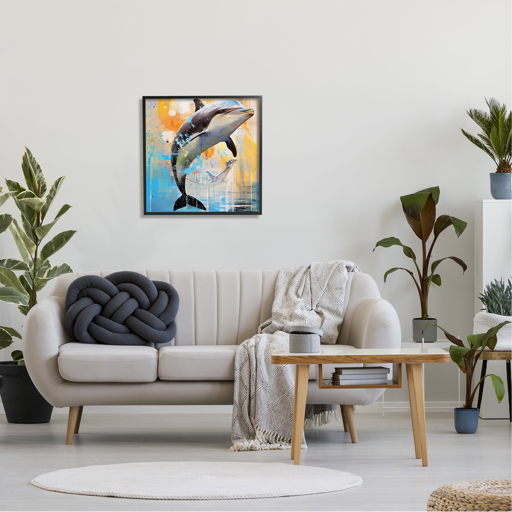 Stupell Industries Abstract Sea Life Portrait Animals & Insects Painting Black Framed Art Print Wall Art, 24 x 24