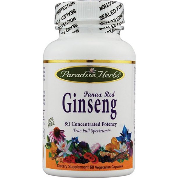 Paradise Herbs Panax Red Ginseng 60 Vegetarian Capsules