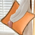 thumbnail image 6 of AuroraX 18x18 Inch Throw Pillow Covers Solid Orange Linen Decorative Pillow Cases Breathable Soft Minimalist Indoor Piping Trim Cushion Cases Sofa Couch,Couch Decor, 6 of 6