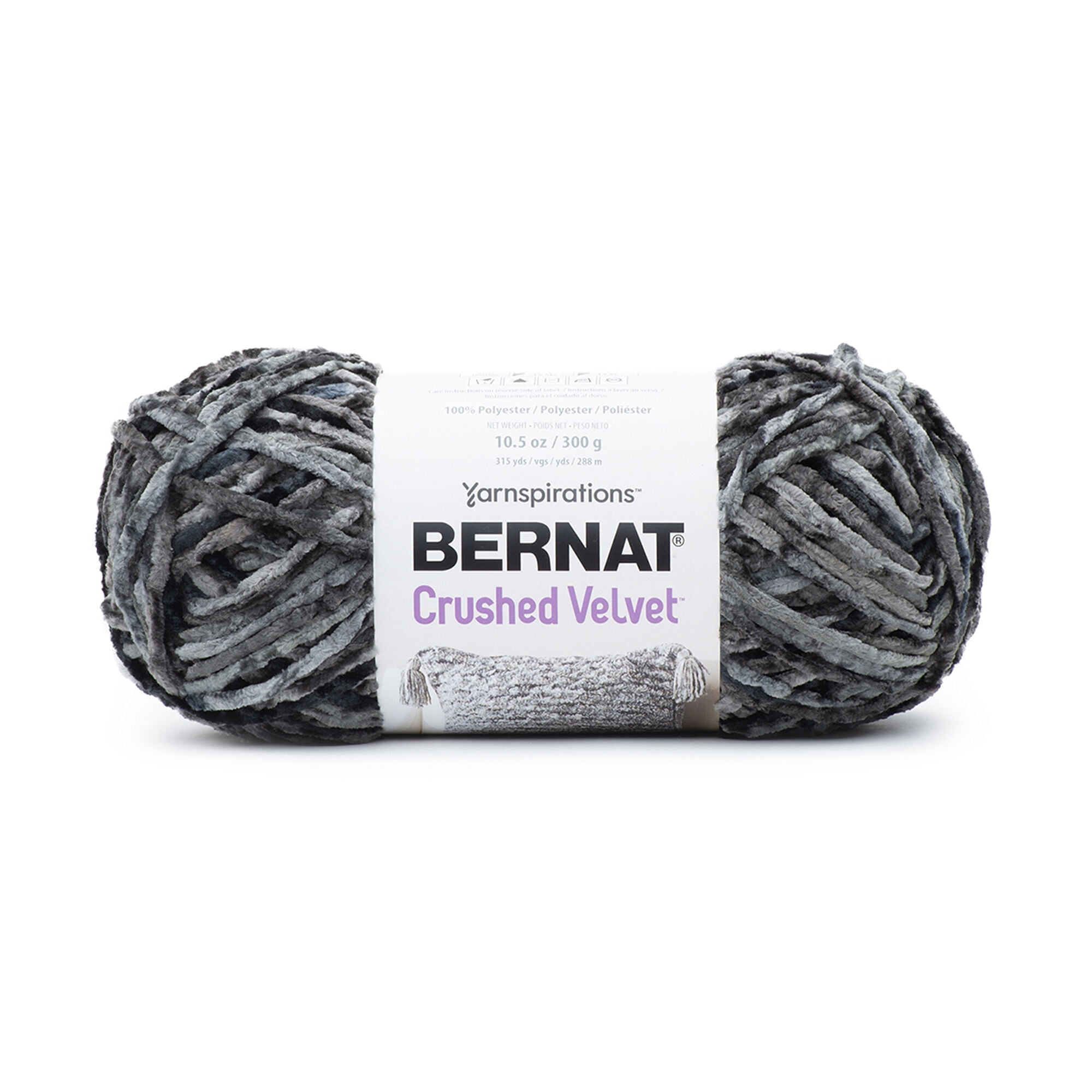 Bernat® Crushed Velvet™ #5 Bulky Polyester Yarn, Deep Gray 10.5oz/300g, 315 Yards (4 Pack)