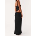 thumbnail image 3 of Vestido largo YOENAESGI para mujer Y2K con tirantes finos y malla negra, 3 of 5