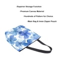 thumbnail image 3 of Open Top Canvas Tote Bag with Zipper Reusable Shopping Bag 13.5x15" Roomy Carryall Watercolor Blue Flowers, 3 of 9