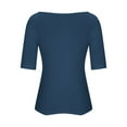 thumbnail image 5 of JGGSPWM Women's Crop Tops Basic Scoop Neck 3/4 Sleeve T-Shirt V Neck Half Sleeve Tees Slim Fit Blue 3XL, 5 of 6