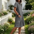 thumbnail image 6 of VBVC Women's Collared Button Down Tunic Dress, Slim Short Sleeve Dresses For Women, Ladies' Casual Summer Shift Dress with Pockets,Dark Gray,S-2XL, 6 of 7