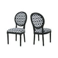 thumbnail image 1 of Noble House Evanora Traditional Fabric Dining Chairs, Navy Blue Chevron, 1 of 12