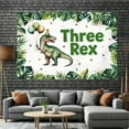 thumbnail image 2 of Dinosaur Three Rex Backdrop for Boys Happy Dino 3rd Birthday Photography Background Greenery Jungle 3 Years Old Birthday Party Decorations Banner Supplies Photo Booth Props, 2 of 5
