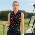 thumbnail image 3 of KEIAHUAN Dog Paw Prints Women Golf Tank Tops Trendy Soft Racerback Athletic Sleeveless Tops with 2 Side Pockets Moisture Wicking Quarter Zip Workout Tennis T-Shirts, 3 of 7