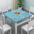 thumbnail image 3 of Blue White Tie Dye Textured Pattern Square Fitted Tablecloth with Elastic Edge,Square Table Cover,Washable Elastic Table Cover for Home Kitchen Party Decor 34"x34", 3 of 6