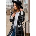 thumbnail image 4 of Women's Black Plaid Colorblock Edge Open Cardigan with Pockets - [ZhiHiMeRi] | (US 16-18)XL, 4 of 12