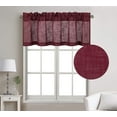 thumbnail image 2 of Rod Pocket Linen Texture Semi Sheer Window Treatment Curtain Valance (18" Long, Burgundy), 2 of 5
