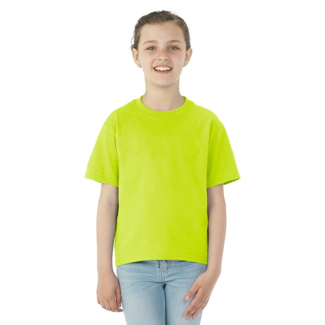 Jerzees T-Shirt à Manches Courtes Col Ras du Cou Youth DRI-POWER Active, S, Vert Sécurité