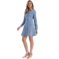 thumbnail image 4 of Women's Denim Dress Button Down Collar V Neck Long Sleeve A-line Cotton Jean Dress XL Sky Blue, 4 of 6