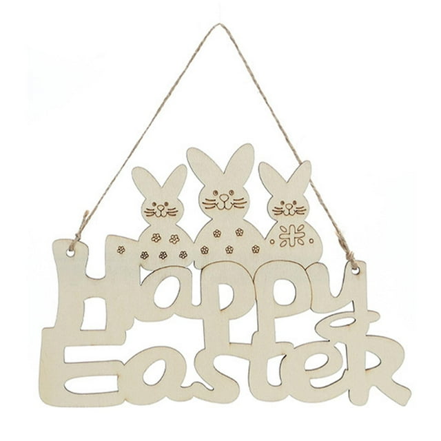 Pendant Decorative Rabbit Pattern Wood Easter Bunny Rabbit Pendant For Easter Gifts Jikaix