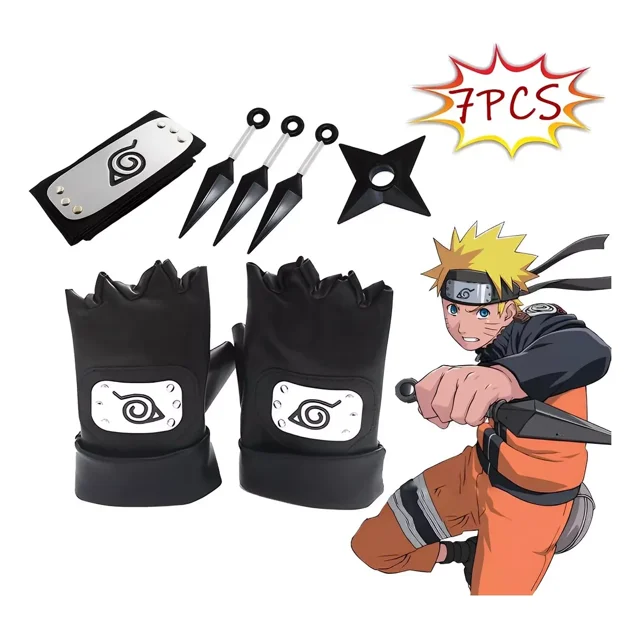 Banda Naruto Shippuden Con Token Y Shuriken Set Cosplay 7pcs