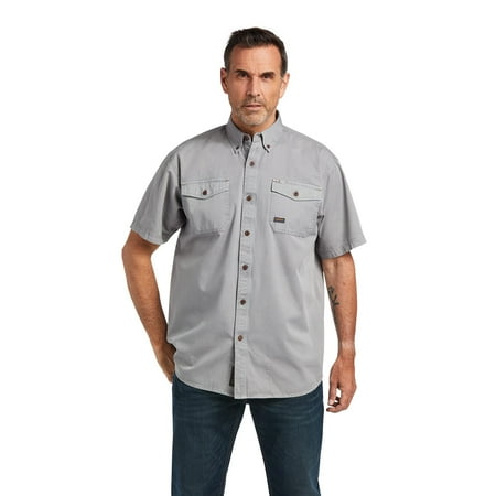 ARIAT Rebar Washed Twill Work Shirt, Silver Fox, Small