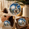 thumbnail image 3 of Round Clear Acrylic Christmas Ornament, Winter Cabin Christmas Tree Printed Hanging Ornament, Forest Scene for Tree, Wreath, Garland, Mantel, Window and Holiday Decor​, A, 3 of 5