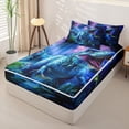 thumbnail image 2 of Metsweet Abstrcat T-Rex Zipper Twin Comforter Sets with Fitted Sheet and 2 Pillowcases for Teens, Jungle Tropical Leaves Zipper Bedding Set, Blue Green Purple,4-Piece,Black Reversible, 2 of 6