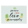 thumbnail image 1 of Saying Cutting Board, Cursive Calligraphy of Peace Love Pineapples Lettering with Pictogram Image, Decorative Tempered Glass Cutting and Serving Board, in 3 Sizes, by Ambesonne, 1 of 2