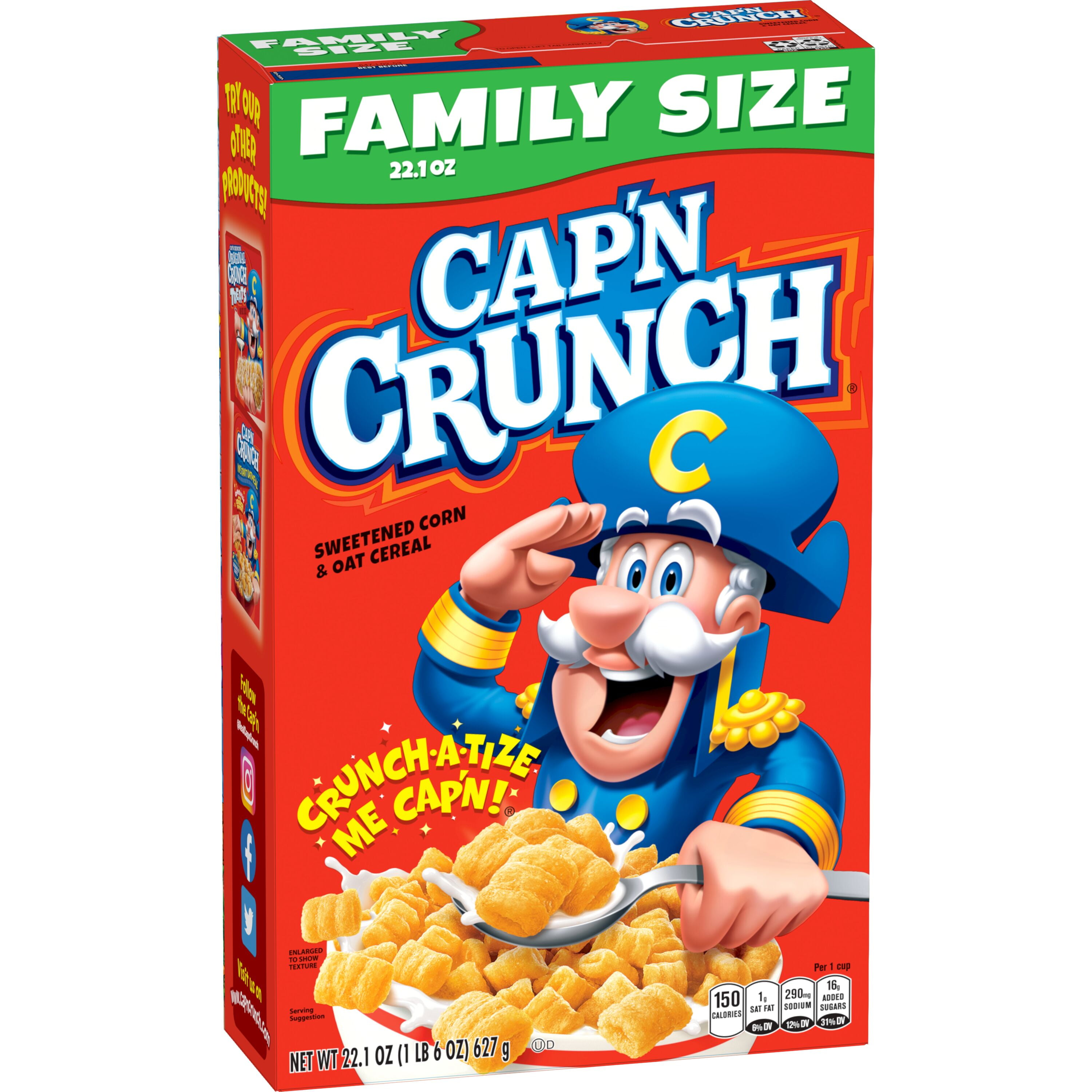 (8 pack) Cap'n Crunch Sweetened Corn & Oat Cereal, 22.1 oz Box