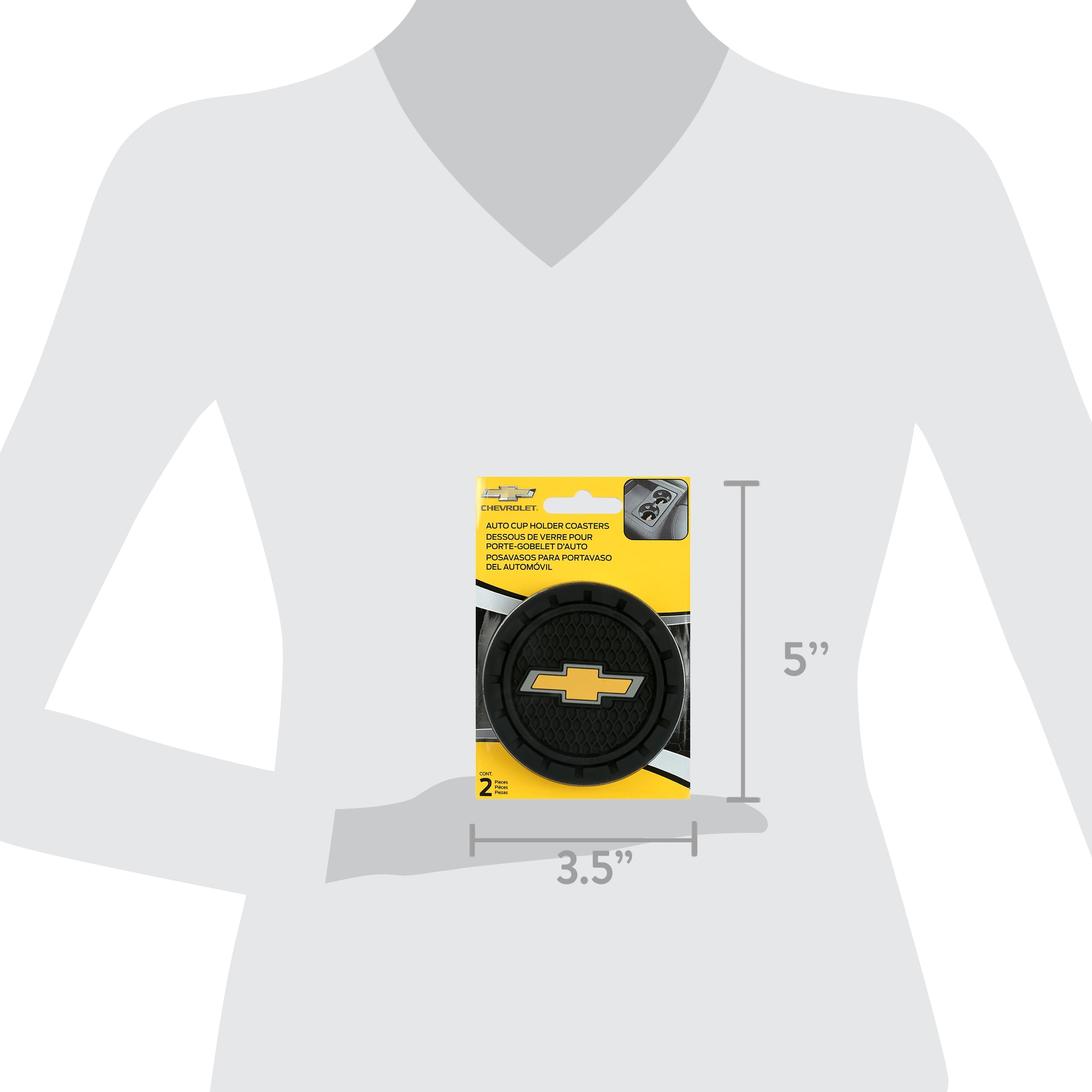 PlastiColor Chevrolet Bowtie Gold Automotive Cup Holder Coasters 2 Pack
