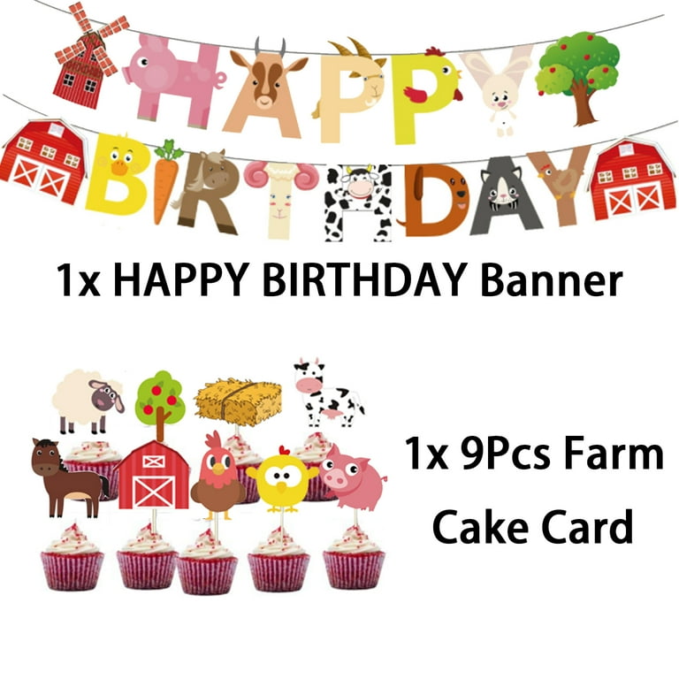 72Pcs Kids Farm Party Supplies, Barnyard Theme Decor with Banner, Animal Balloons, Cake Toppers - Walmart.com 72pcs-kids-farm-party-supplies-barnyard-theme-decor-with-banner-animal-balloons-cake-toppers-walmart-com