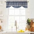 thumbnail image 4 of Navy Blue Tie Up Valances Curtain, Adjustable Kitchen and Black Stripe Abstract Geometric Striped Valances for Windows Decor, Rod Pocket Short Curtains Set for Bedroom/Bathroom, 42"x12", 4 of 9