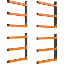 4pcs Heavy Duty Orange Metal Lumber Racks - Wall-Mounted, 3-Tier Garage Storage Organizer for Wood & Tools, Holds Up to 400 lbs, Indoor/Outdoor Use, Utility Shelves