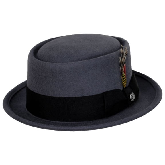 Wool Felt Pork Pie Hat - Gray - S - Gray