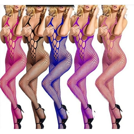 Women Sexy Fishnet Open Crotch Body Stocking Bodysuit Nightwear Lingerie