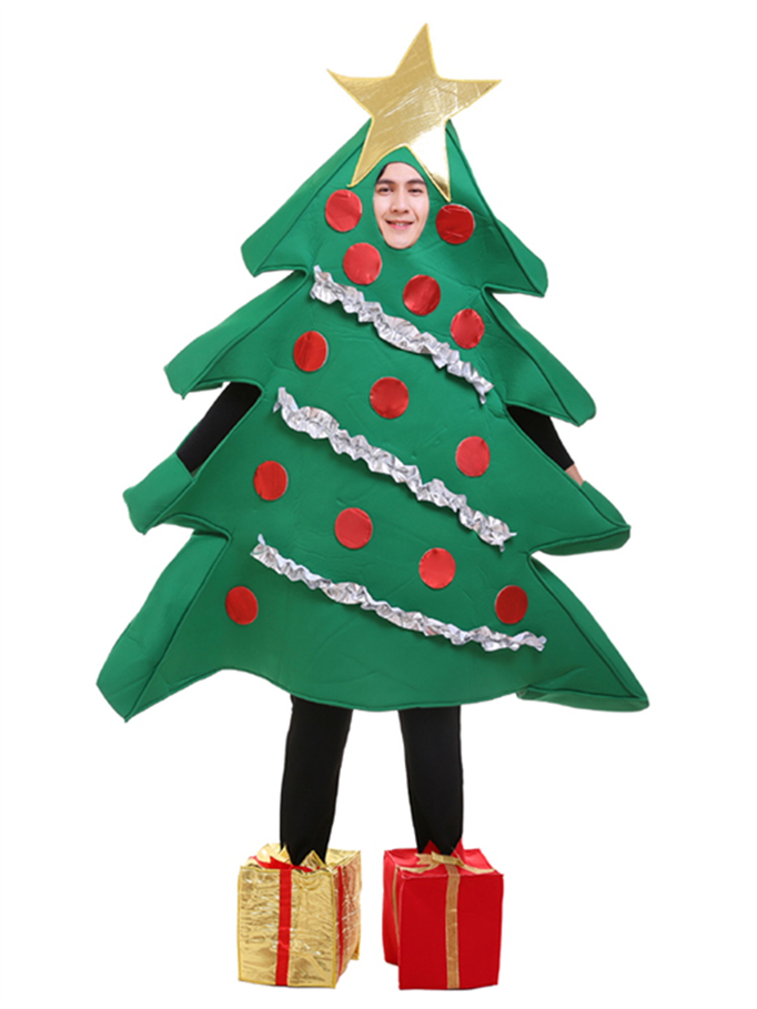 Aunavey Christmas Tree Costume Adult Kids Funny Cosplay Clothes Holiday