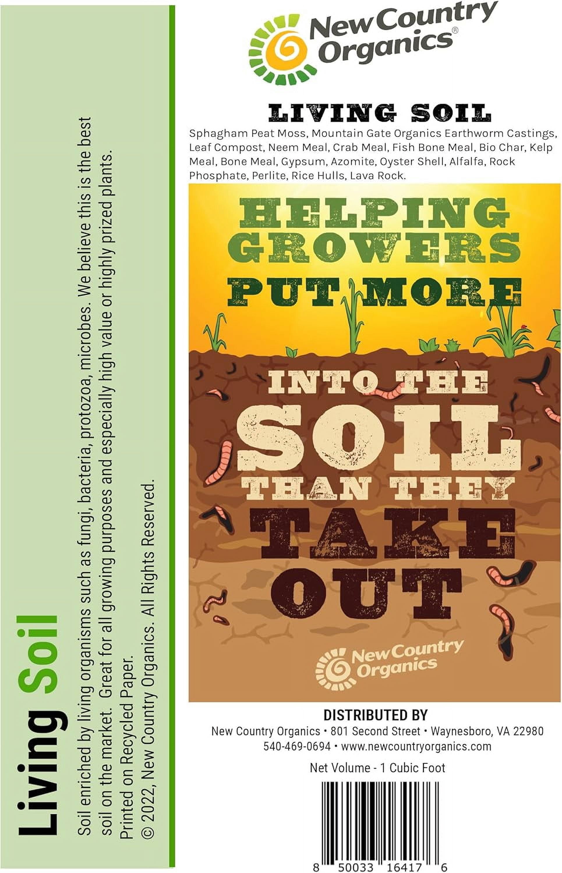New Country Organics | Living Soil | Premium Growing Medium | 1 Cubic Foot Bag